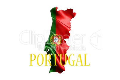 Portugal National Flag With Map Of Portugal And Name Of The Coun