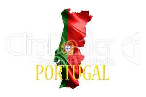 Portugal National Flag With Map Of Portugal And Name Of The Coun