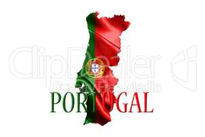 Portugal National Flag With Map Of Portugal On It 3D illustratio