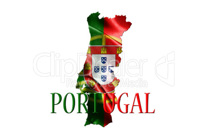 Portugal National Flag With Map Of Portugal And Name Of The Coun