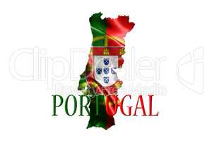 Portugal National Flag With Map Of Portugal And Name Of The Coun