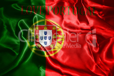 Portugal National Flag With Text Love Portugal On It 3D illustra