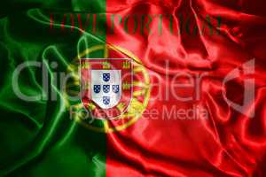 Portugal National Flag With Text Love Portugal On It 3D illustra