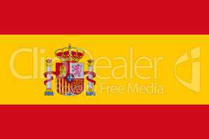 Spanish National Flag With Coat Of Arms 3D illustration