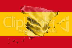 Map Of Spain With Spanish Flag 3D illustration