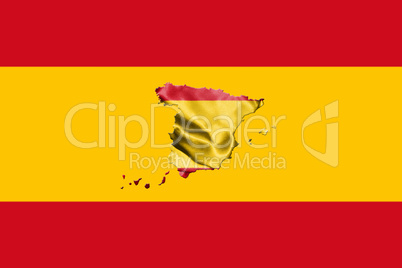 Spanish National Flag With Map Of Spain On It 3D illustration