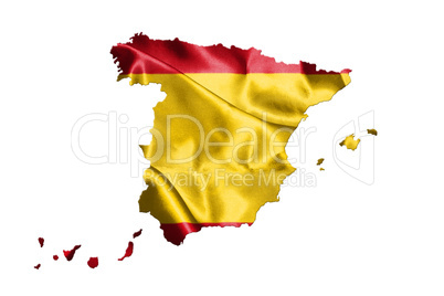 Map Of Spain With Spanish Flag On It Isolated On White Backgroun