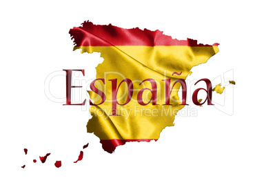 Spanish National Flag and Map With Country Name Written On It 3D