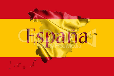 Spanish National Flag and Map With Country Name Written On It 3D