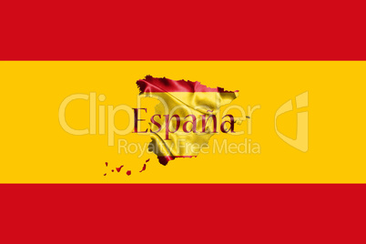 Spanish National Flag and Map With Country Name Written On It 3D