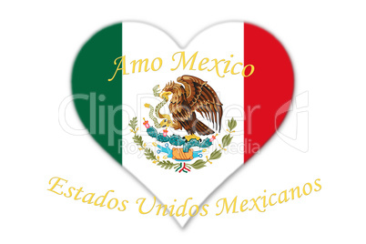 Mexican National Flag With Eagle Coat Of Arms In Shape Of Heart