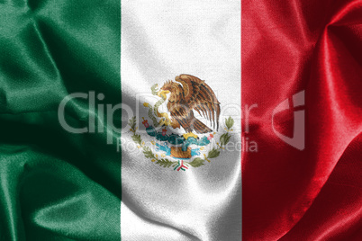 Mexican National Flag With Eagle Coat Of Arms 3D Rendering