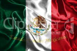 Mexican National Flag With Eagle Coat Of Arms 3D Rendering