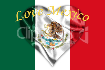 Mexican National Flag With Eagle Coat Of Arms 3D Rendering