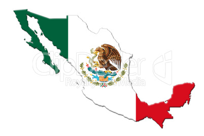 Mexican National Flag With Eagle Coat Of Arms and Mexican Map 3D