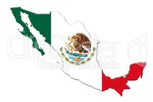 Mexican National Flag With Eagle Coat Of Arms and Mexican Map 3D