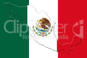 Mexican National Flag With Eagle Coat Of Arms and Mexican Map 3D