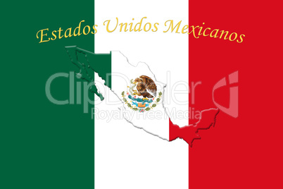 Mexican National Flag With Eagle Coat Of Arms and Text. Estados
