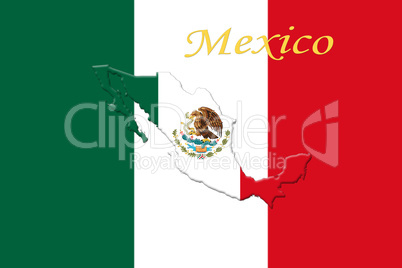Mexican National Flag With Eagle Coat Of Arms, Text  and Mexican
