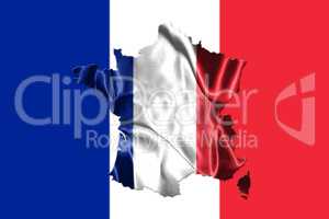 National Flag Of France Waving in the Wind With French Map On It