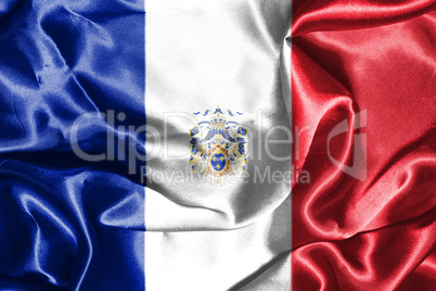 National Flag Of France With Coat Of Arms On It 3D illustration