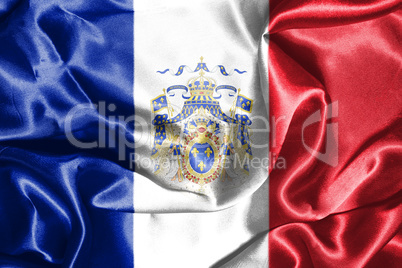 National Flag Of France With Coat Of Arms On It 3D illustration