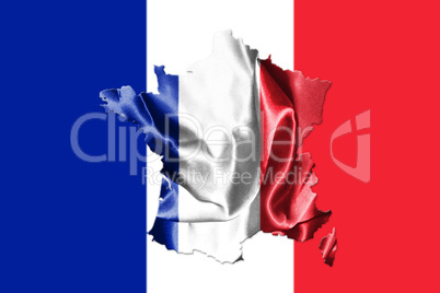 French National Flag With Map Of France On It 3D illustration