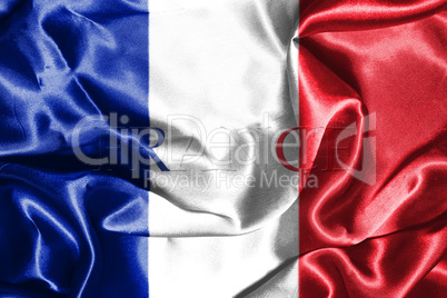 National Flag Of France Waving in the Wind With Country Name On