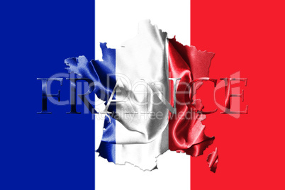 National Flag Of France Waving in the Wind With French Map And C