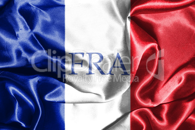 National Flag Of France Waving in the Wind With Country Name On