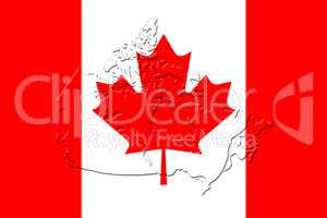 Canadian National Flag With Map Of Canada On It 3D Rendering