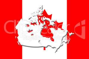 Canadian Map With Flag On It 3D Rendering
