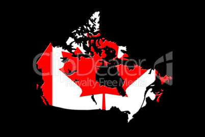 Canadian Map With Flag On It 3D Rendering