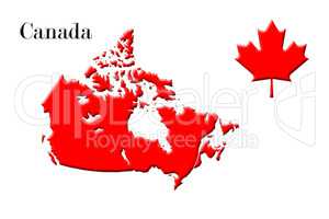 Canadian Map With Flag On It 3D Rendering