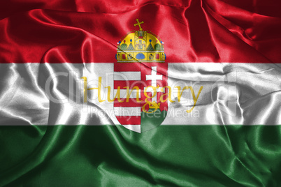 Hungarian National Flag With Coat Of Arms 3D illustration