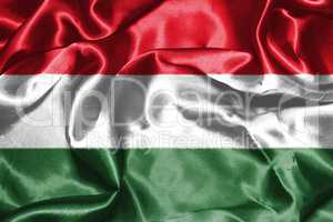 Hungarian National Flag Waving in the Wind Grunge Looking 3D ill