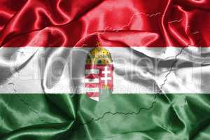 Hungarian National Flag And Map Waving in the Wind 3D illustrati