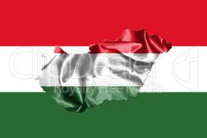 Hungarian National Flag And Map Waving in the Wind 3D illustrati