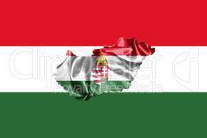 Hungarian National Flag And Map Waving in the Wind 3D illustrati