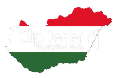 Hungarian National Flag And Map Isolated on White Background 3D