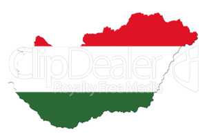 Hungarian National Flag And Map Isolated on White Background 3D