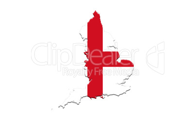 Flag of England With Map Isolated On White Bckground 3D illustra