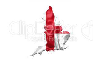 Flag of England With Map Isolated On White Bckground 3D illustra