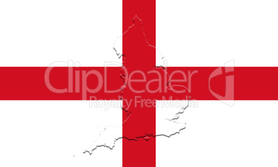 Flag of England With Map On It 3D illustration