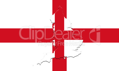 Flag of England With Map On It 3D illustration