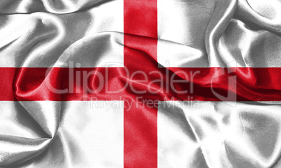 Flag of England Waving In The Wind. St George's Cross 3D illustr
