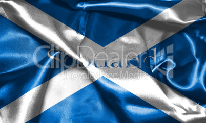 Flag Of Scotland With Country Name On It 3D illustration