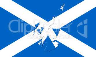 Flag Of Scotland With Country Map On It 3D illustration