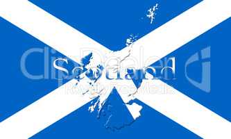 Flag Of Scotland With Country Map And Name On It 3D illustration