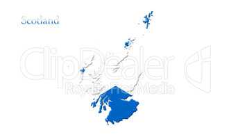 Map Of Scotland With Flag On It Isolated On White Background 3D